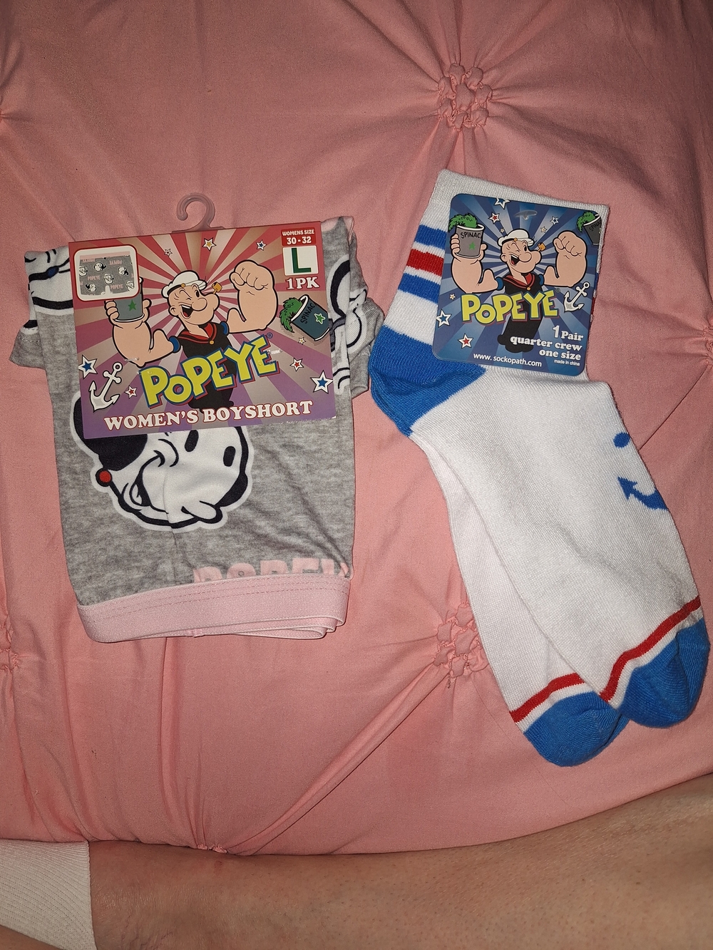 Popeye Women's Boyshort Panties in Gray & Pink - Licensed